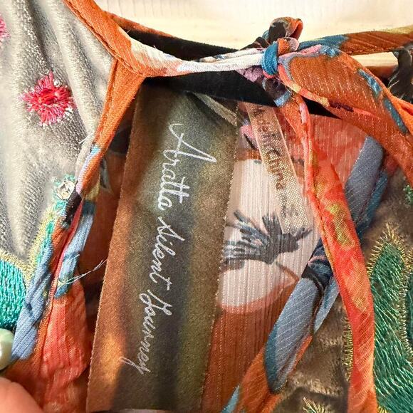 NWT Aratta Silent Journey Embroidered Boho Tunic Top | Floral Peplum Blouse - Picture 5 of 8